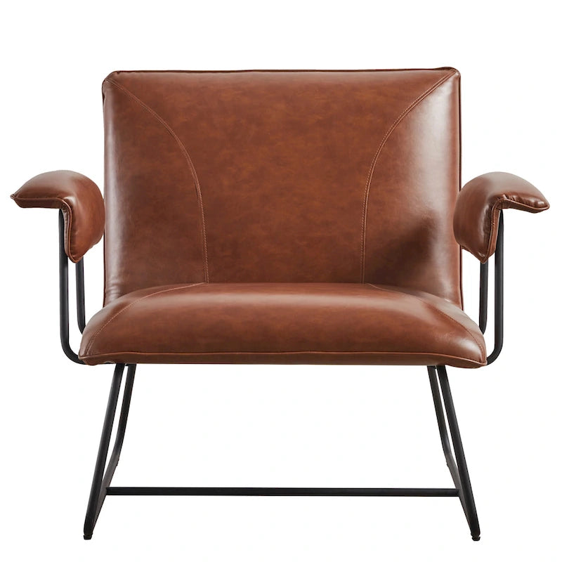Fauteuil de salon accent en similicuir PU noir/marron pour 1 personne
