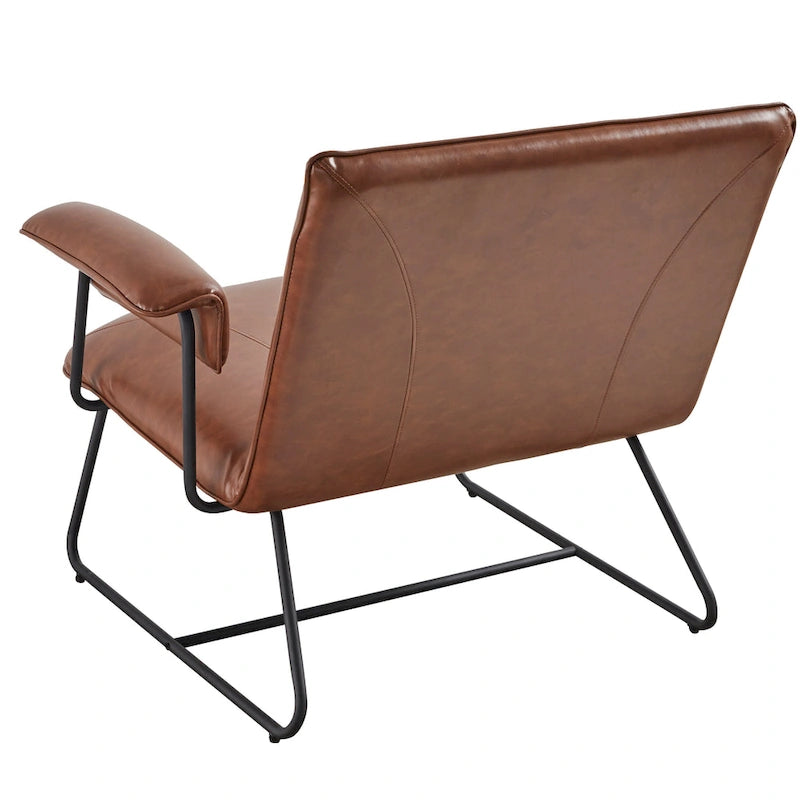 Fauteuil de salon accent en similicuir PU noir/marron pour 1 personne