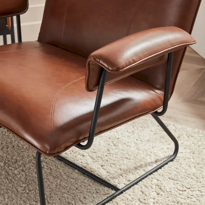 Fauteuil de salon accent en similicuir PU noir/marron pour 1 personne