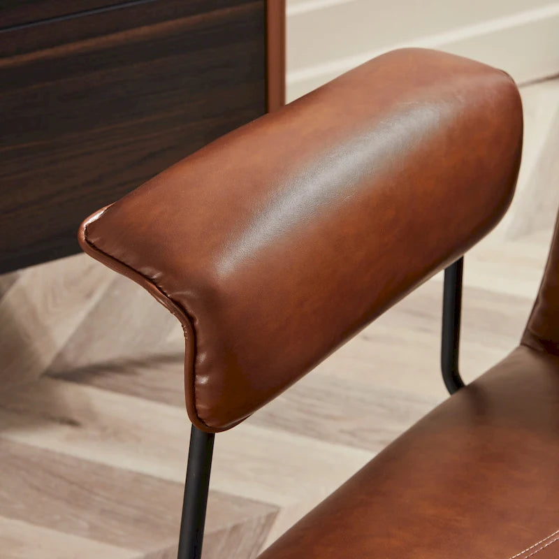 Fauteuil de salon accent en similicuir PU noir/marron pour 1 personne