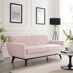 Causeuse capitonnée en velours Performance gris / rose poudré / émeraude pour 2