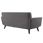 Causeuse capitonnée en velours Performance gris / rose poudré / émeraude pour 2