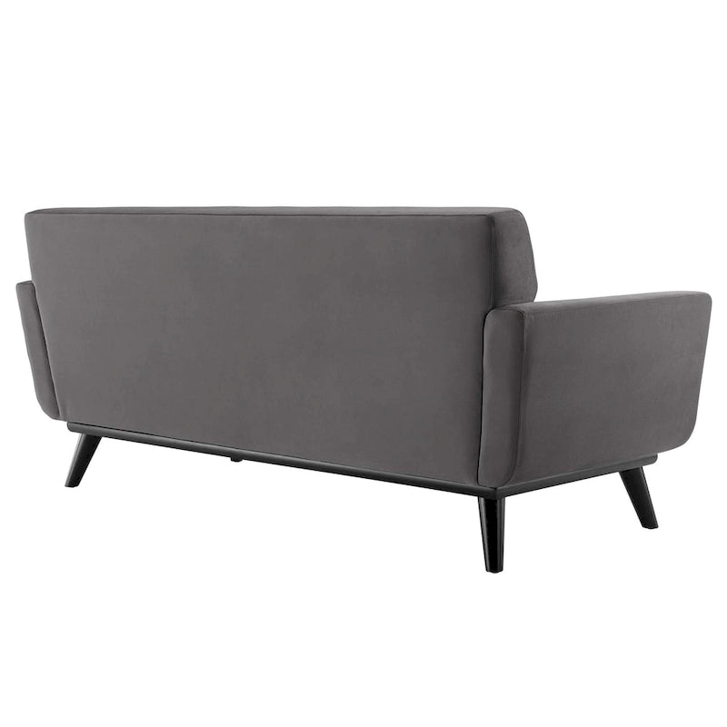 Causeuse capitonnée en velours Performance gris / rose poudré / émeraude pour 2