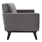 Causeuse capitonnée en velours Performance gris / rose poudré / émeraude pour 2
