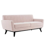 Causeuse capitonnée en velours Performance gris / rose poudré / émeraude pour 2