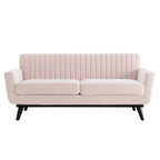 Causeuse capitonnée en velours Performance gris / rose poudré / émeraude pour 2