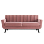 Causeuse capitonnée en velours Performance gris / rose poudré / émeraude pour 2