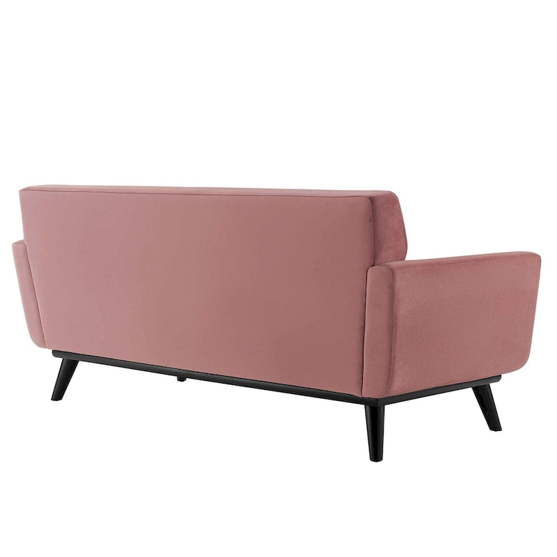 Causeuse capitonnée en velours Performance gris / rose poudré / émeraude pour 2
