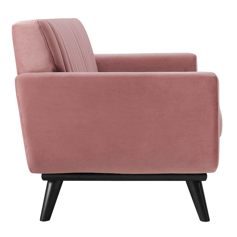Causeuse capitonnée en velours Performance gris / rose poudré / émeraude pour 2