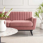 Causeuse capitonnée en velours Performance gris / rose poudré / émeraude pour 2