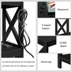 Table console à 3 niveaux avec prise de courant – Blanc / Gris / Espresso / Noir, MDF moderne, 1 à 2 utilisateurs