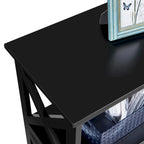 Table console à 3 niveaux avec prise de courant – Blanc / Gris / Espresso / Noir, MDF moderne, 1 à 2 utilisateurs
