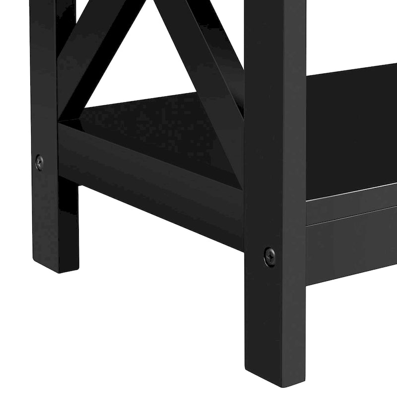 Table console à 3 niveaux avec prise de courant – Blanc / Gris / Espresso / Noir, MDF moderne, 1 à 2 utilisateurs