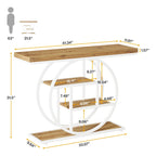 Console 4 niveaux avec base circulaire – Marron/Gris, Métal et Bois industriel, 1 à 2 utilisateurs