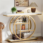 Console 4 niveaux avec base circulaire – Marron/Gris, Métal et Bois industriel, 1 à 2 utilisateurs
