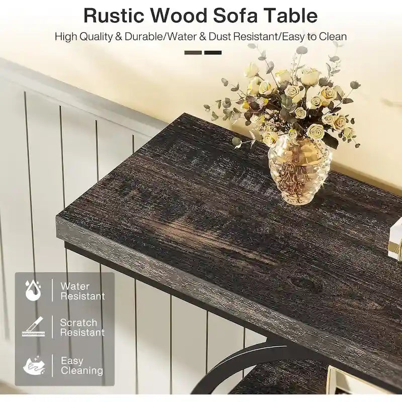 Console 4 niveaux avec base circulaire – Marron/Gris, Métal et Bois industriel, 1 à 2 utilisateurs