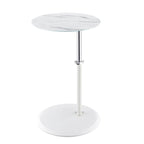 Table d'appoint réglable en hauteur – Blanc / Gris / Noir, dessus en verre effet marbre moderne et base à pince, utilisateur unique