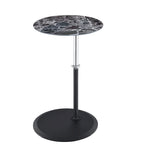 Table d'appoint réglable en hauteur – Blanc / Gris / Noir, dessus en verre effet marbre moderne et base à pince, utilisateur unique