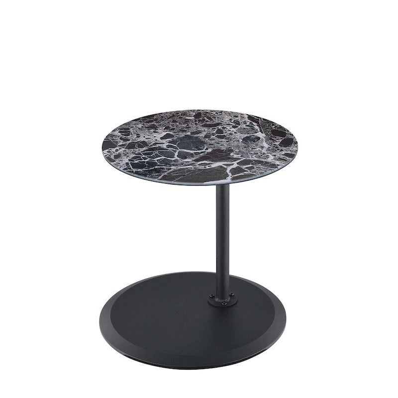 Table d'appoint réglable en hauteur – Blanc / Gris / Noir, dessus en verre effet marbre moderne et base à pince, utilisateur unique