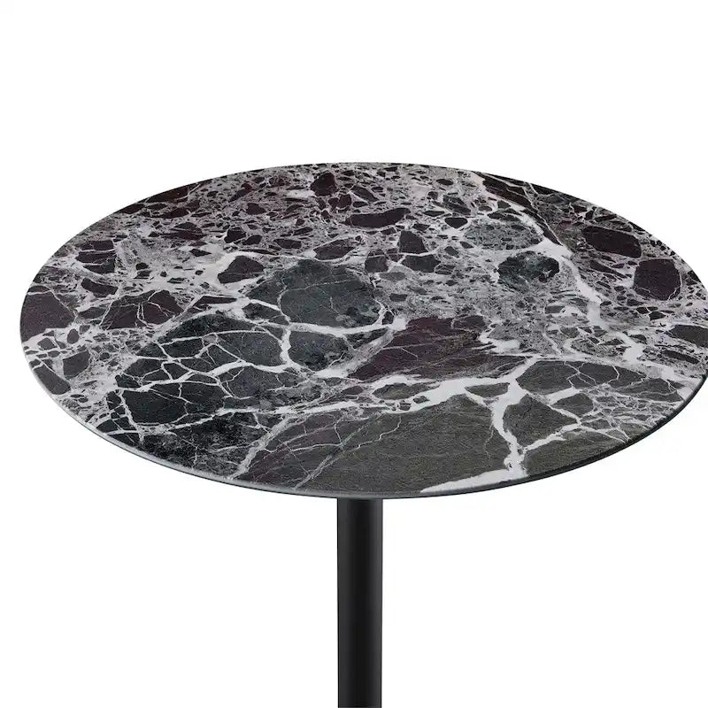 Table d'appoint réglable en hauteur – Blanc / Gris / Noir, dessus en verre effet marbre moderne et base à pince, utilisateur unique
