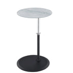 Table d'appoint réglable en hauteur – Blanc / Gris / Noir, dessus en verre effet marbre moderne et base à pince, utilisateur unique