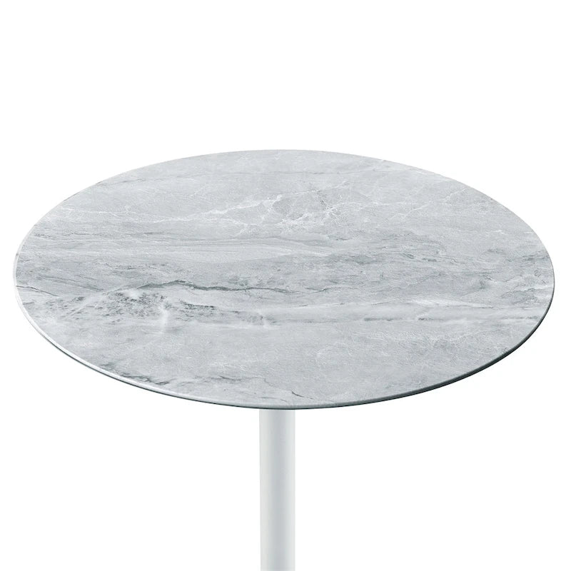 Table d'appoint réglable en hauteur – Blanc / Gris / Noir, dessus en verre effet marbre moderne et base à pince, utilisateur unique