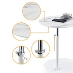 Table d'appoint réglable en hauteur – Blanc / Gris / Noir, dessus en verre effet marbre moderne et base à pince, utilisateur unique