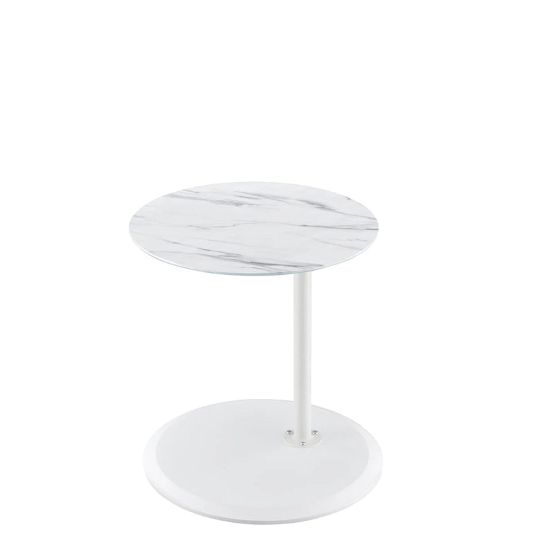 Table d'appoint réglable en hauteur – Blanc / Gris / Noir, dessus en verre effet marbre moderne et base à pince, utilisateur unique