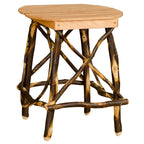 Table d'appoint ronde – Hickory et Chêne, Bois rond Amish, Monoplace