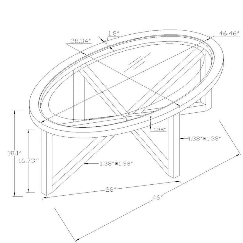 Table basse ovale en verre – Noire, verre trempé moderne du milieu du siècle et trépied en bois de peuplier, 1 à 2 utilisateurs