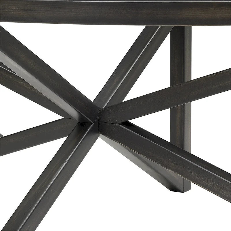 Table basse ovale en verre – Noire, verre trempé moderne du milieu du siècle et trépied en bois de peuplier, 1 à 2 utilisateurs