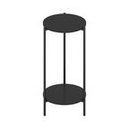 Furinno Besi Table d'appoint ronde moderne à 2 niveaux avec pieds en métal robuste, Americano