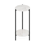 Furinno Besi Table d'appoint ronde moderne à 2 niveaux avec pieds en métal robuste, Americano