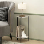 Furinno Besi Table d'appoint ronde moderne à 2 niveaux avec pieds en métal robuste, Americano