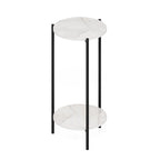 Furinno Besi Table d'appoint ronde moderne à 2 niveaux avec pieds en métal robuste, Americano