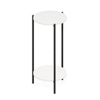 Furinno Besi Table d'appoint ronde moderne à 2 niveaux avec pieds en métal robuste, Americano