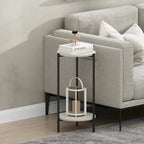 Furinno Besi Table d'appoint ronde moderne à 2 niveaux avec pieds en métal robuste, Americano