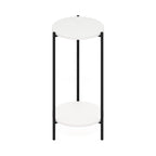 Furinno Besi Table d'appoint ronde moderne à 2 niveaux avec pieds en métal robuste, Americano