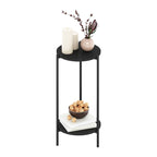 Furinno Besi Table d'appoint ronde moderne à 2 niveaux avec pieds en métal robuste, Americano