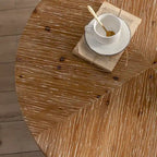 Table basse ronde – Noir / Doré, Plateau en bois de sapin rétro et Piètement croisé en métal, 1-2 utilisateurs