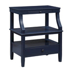 Table d'appoint à 3 niveaux – Bleu marine / Gris antique / Blanc antique, bois, tiroir coulissant et tiroir, pour une personne