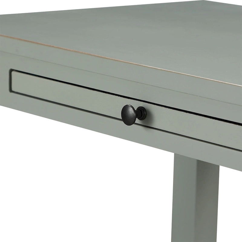 Table d'appoint à 3 niveaux – Bleu marine / Gris antique / Blanc antique, bois, tiroir coulissant et tiroir, pour une personne