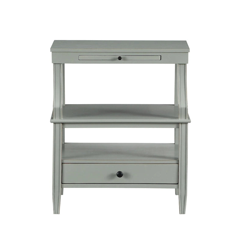 Table d'appoint à 3 niveaux – Bleu marine / Gris antique / Blanc antique, bois, tiroir coulissant et tiroir, pour une personne