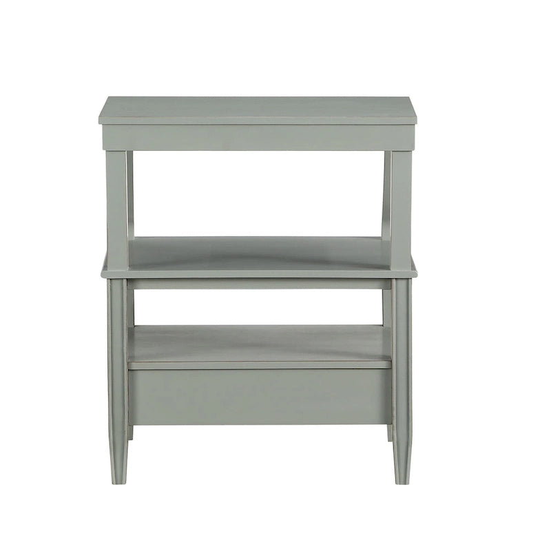 Table d'appoint à 3 niveaux – Bleu marine / Gris antique / Blanc antique, bois, tiroir coulissant et tiroir, pour une personne