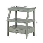 Table d'appoint à 3 niveaux – Bleu marine / Gris antique / Blanc antique, bois, tiroir coulissant et tiroir, pour une personne