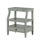 Table d'appoint à 3 niveaux – Bleu marine / Gris antique / Blanc antique, bois, tiroir coulissant et tiroir, pour une personne