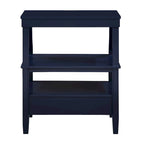Table d'appoint à 3 niveaux – Bleu marine / Gris antique / Blanc antique, bois, tiroir coulissant et tiroir, pour une personne
