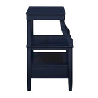 Table d'appoint à 3 niveaux – Bleu marine / Gris antique / Blanc antique, bois, tiroir coulissant et tiroir, pour une personne