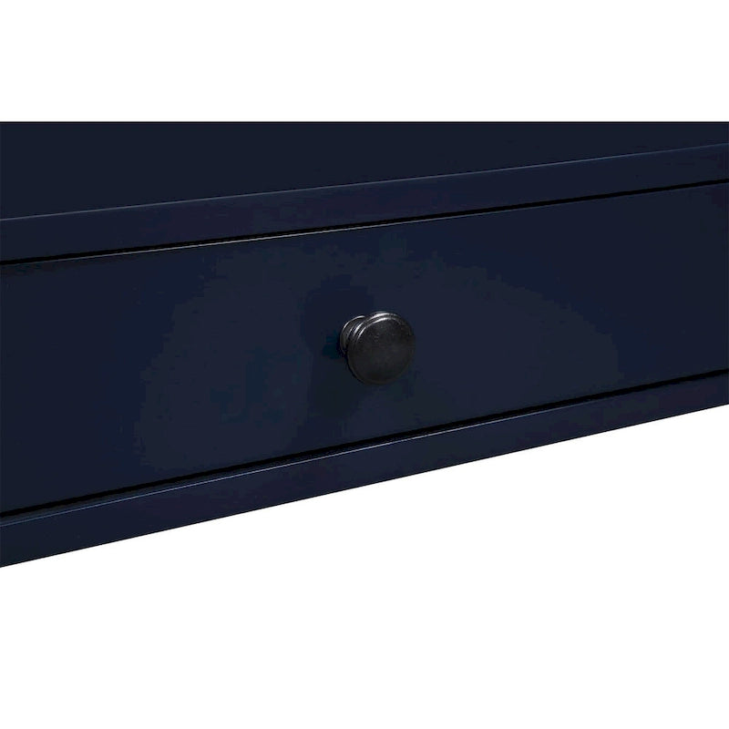 Table d'appoint à 3 niveaux – Bleu marine / Gris antique / Blanc antique, bois, tiroir coulissant et tiroir, pour une personne
