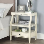 Table d'appoint à 3 niveaux – Bleu marine / Gris antique / Blanc antique, bois, tiroir coulissant et tiroir, pour une personne